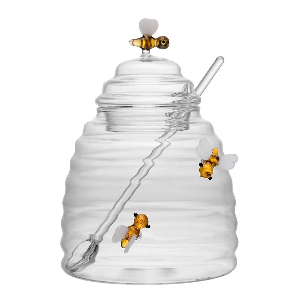 Acucareiro Lovely Bee C/ Colher 470ml Vidro Lyor Design Acucareiro Lovely Bee C/ Colher 470ml Vidro Lyor Design