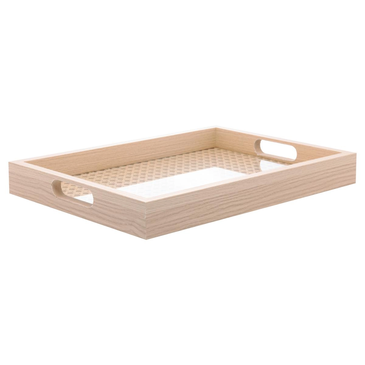 BANDEJA RETANGULAR 5673 MDF C/ FUNDO TRELICA 35X25CM LYOR DESIGN