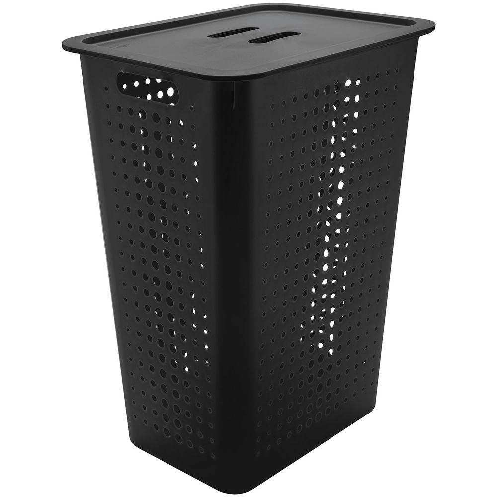 Cesto de Roupas com Tampa Martiplast Ou - Preto