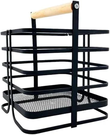 CESTO QUADRADO CSTO016 ARAMADO C/ ALCA MADEIRA 18CM ETILUX