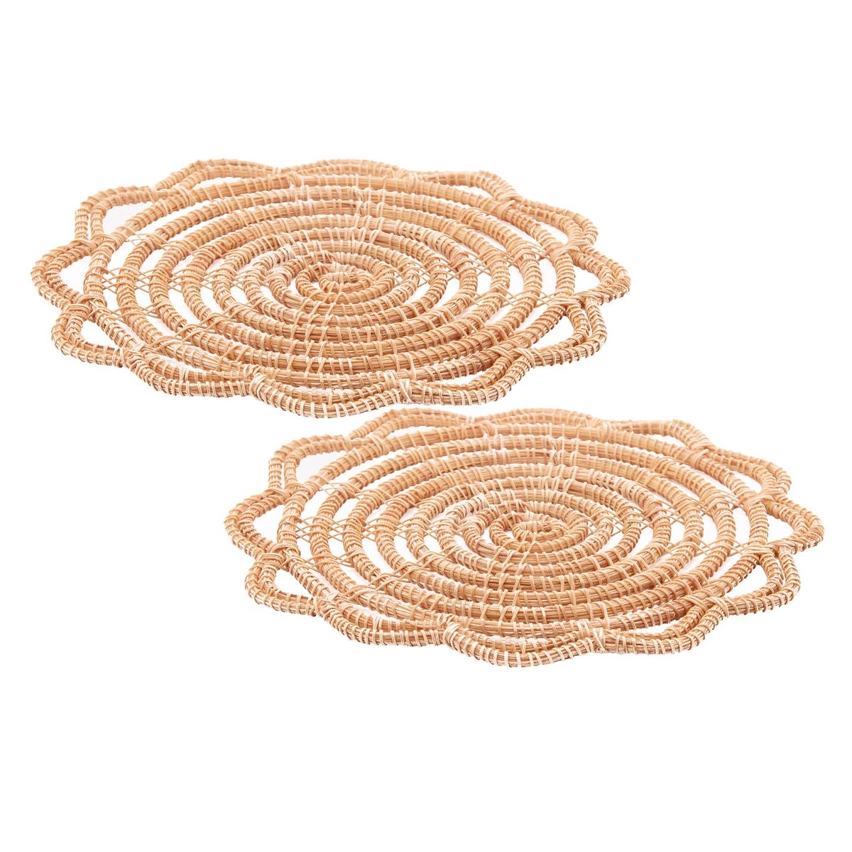 Conj 2 Descansos Panela Palm Fibra Natural Flor 20cm Lyor Design