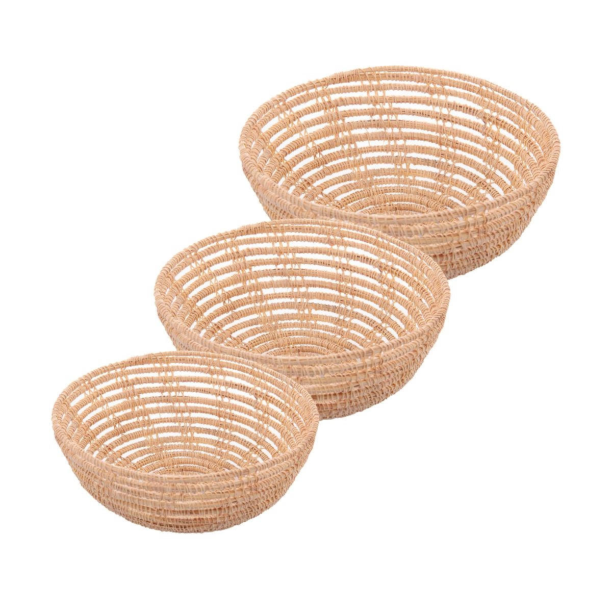 Conj 3 Cestas Redonda 5478 Palm Fibra Natural Lyor Design