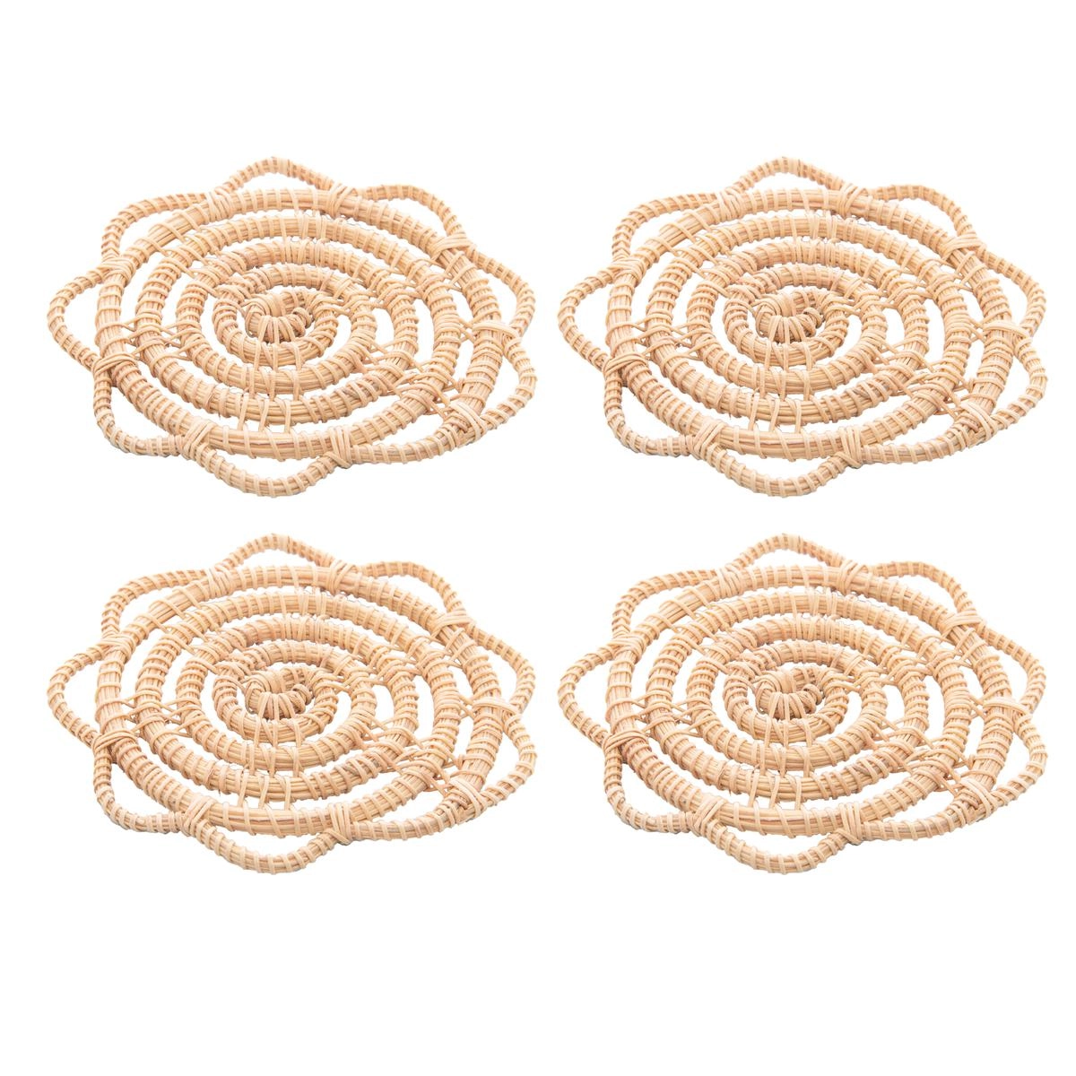 Conj 4 Porta Copos Fibra Natural 10cm Lyor Design