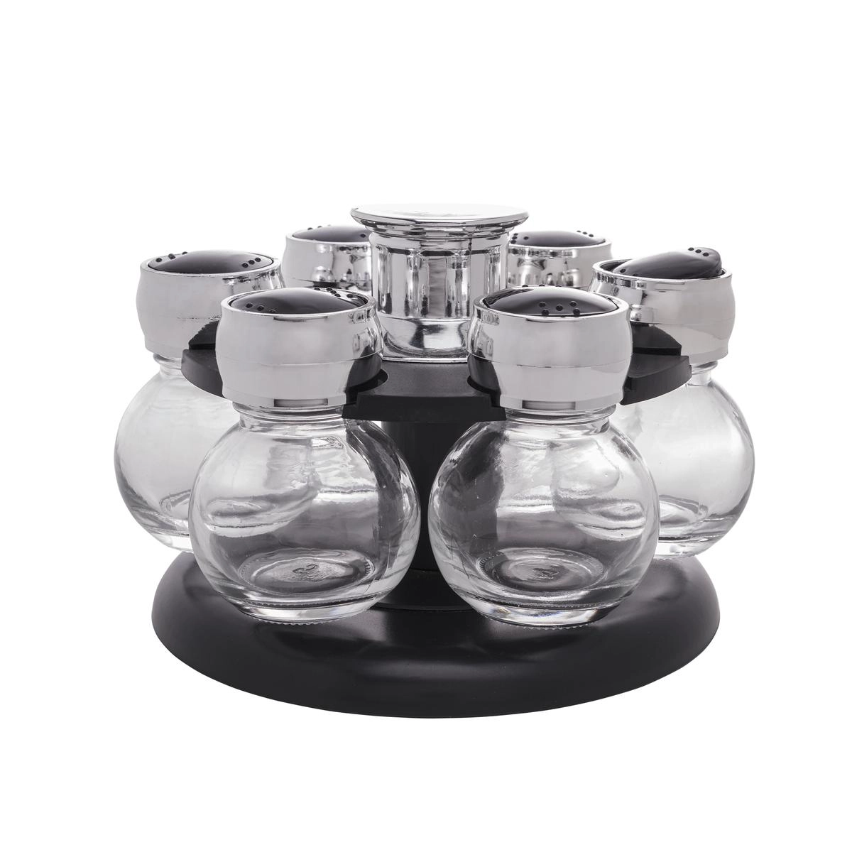 Conj 6 Potes Condimentos Base Giratoria Tampa Plastica Rojemac