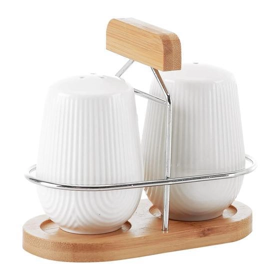 Conj Saleiro/Pimenteiro Oasis 90ml C/ Suporte Bambu Hercules Mundial