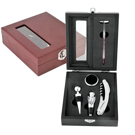 Conj Vinho 5pcs Ac22 C/ Estojo Madeira Mimo Style