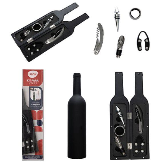 CONJ VINHO CK4824 GARRAFA 5PCS INOX/PLASTICO CLINK