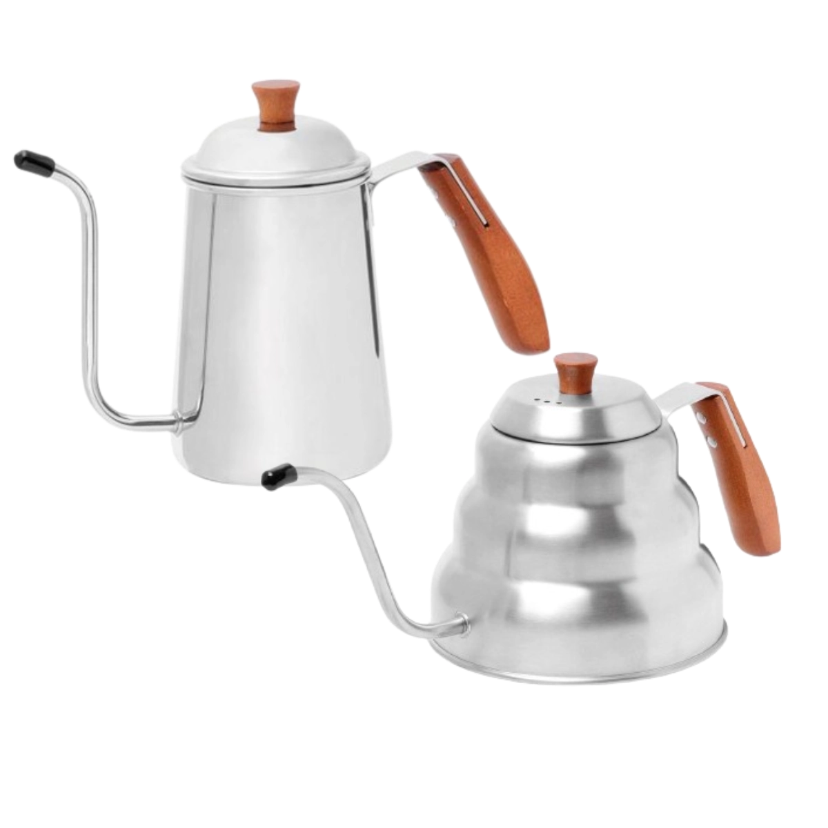 Kit Bule E Chaleira Bico Fino Inox Cabo Madeira Mimo Style