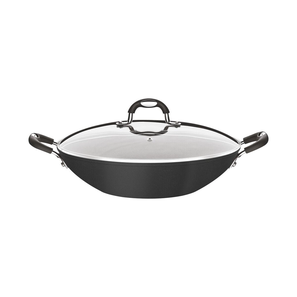 PANELA WOK 28708/032 MONACO INDUCAO PRETO 32CM 4,5LTS ALUMINIO C/ REV ANTIADERENTE TRAMONTINA