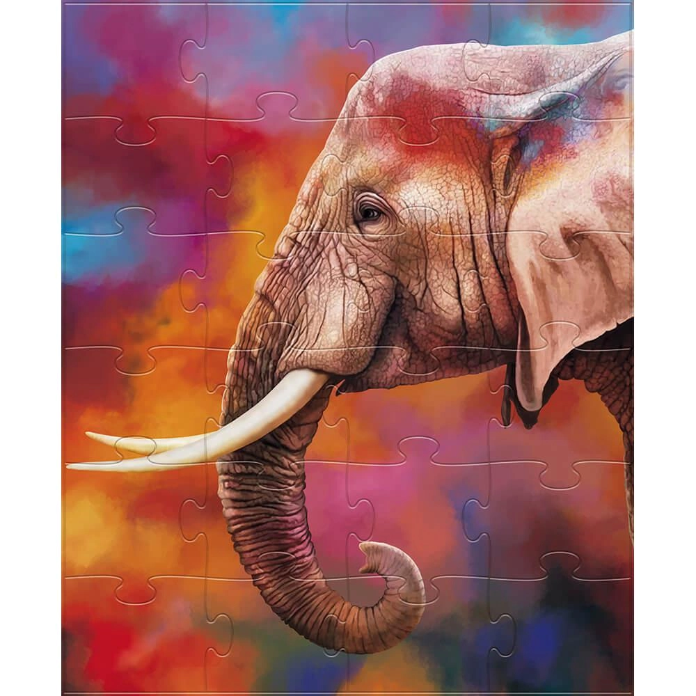 Quadro Quebra-Cabeça Elefante 24 Peças 74 x 90 cm Litoarte