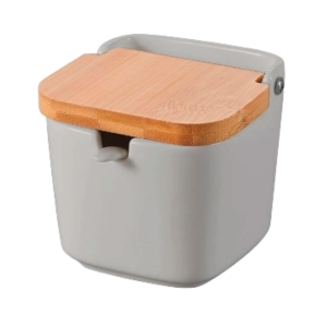 Saleiro Havana Cuba Fendi 300ml Ceramica C/ Tampa Bambu Wellmix