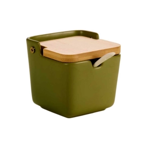 Saleiro Havana Cuba Verde 300ml Ceramica C/ Tampa Bambu Wellmix