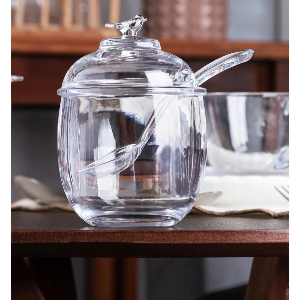 Acucareiro Bird 150ml Cristal Ecologico C/ Colher Rojemac