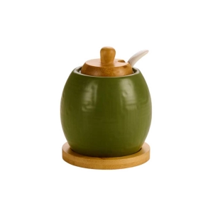 Acucareiro Havana Vidal Verde Ceramica C/Tampa Bambu 250ml Wellmix