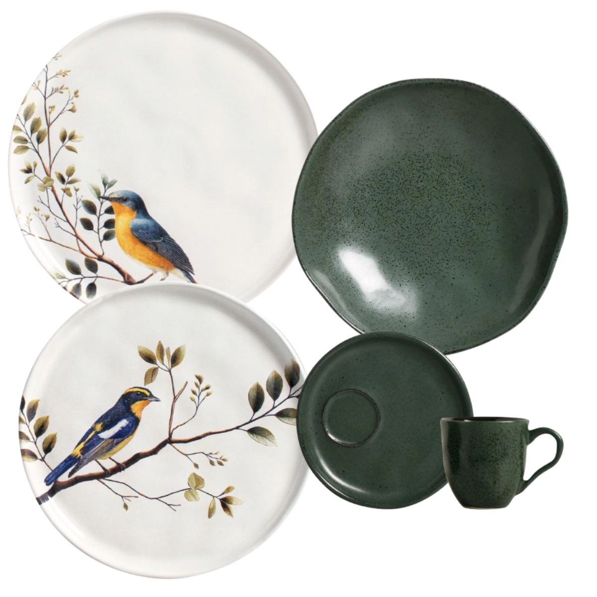 Aparelho de jantar Mix and Match Birdy and Greenery com 30 peças - Porto Brasil