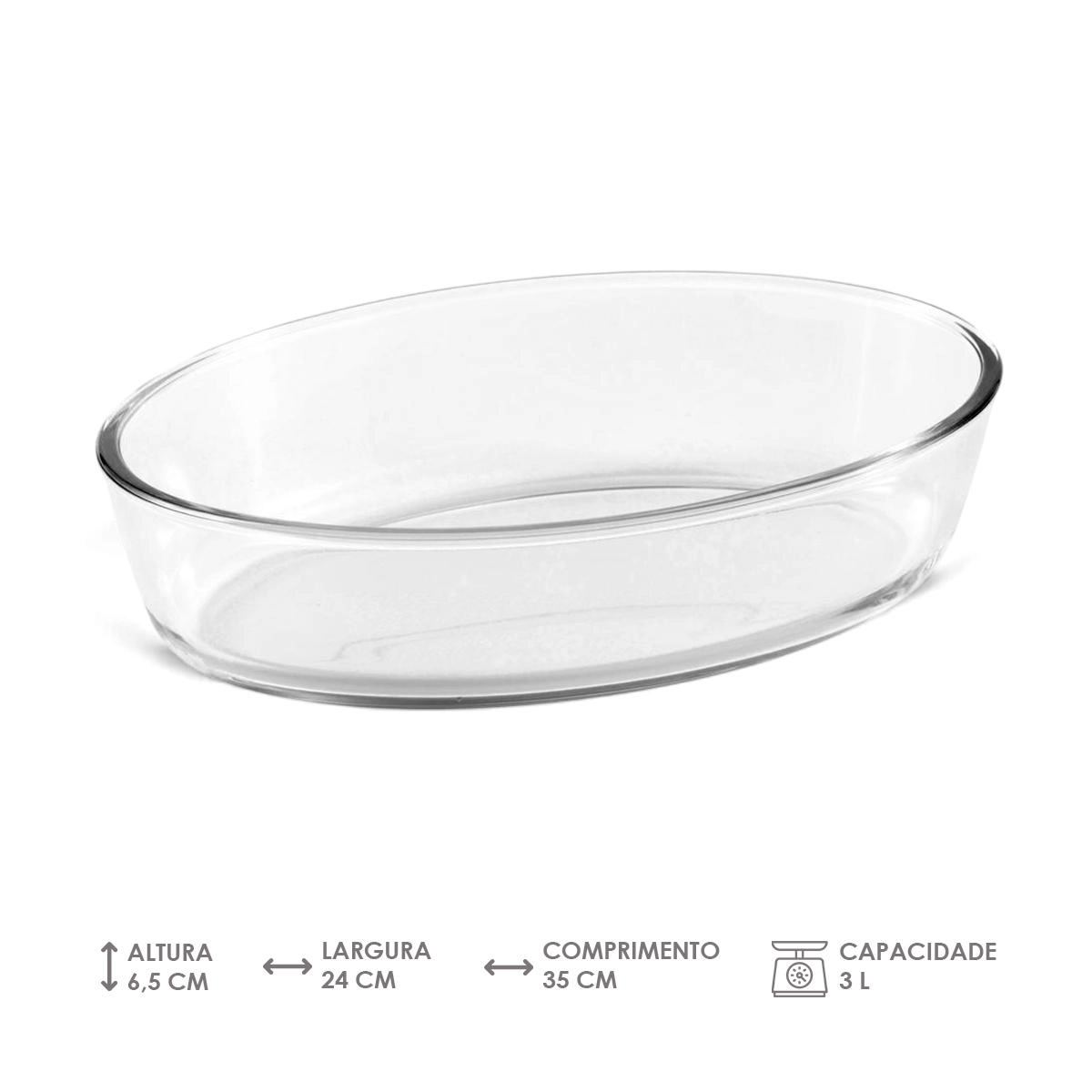 Assadeira oval em borossilicato 3 L - Vista Home
