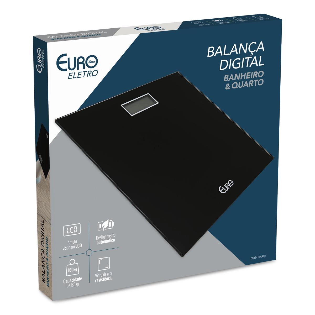 Balanca Digital Banheiro Euroinox- Preta