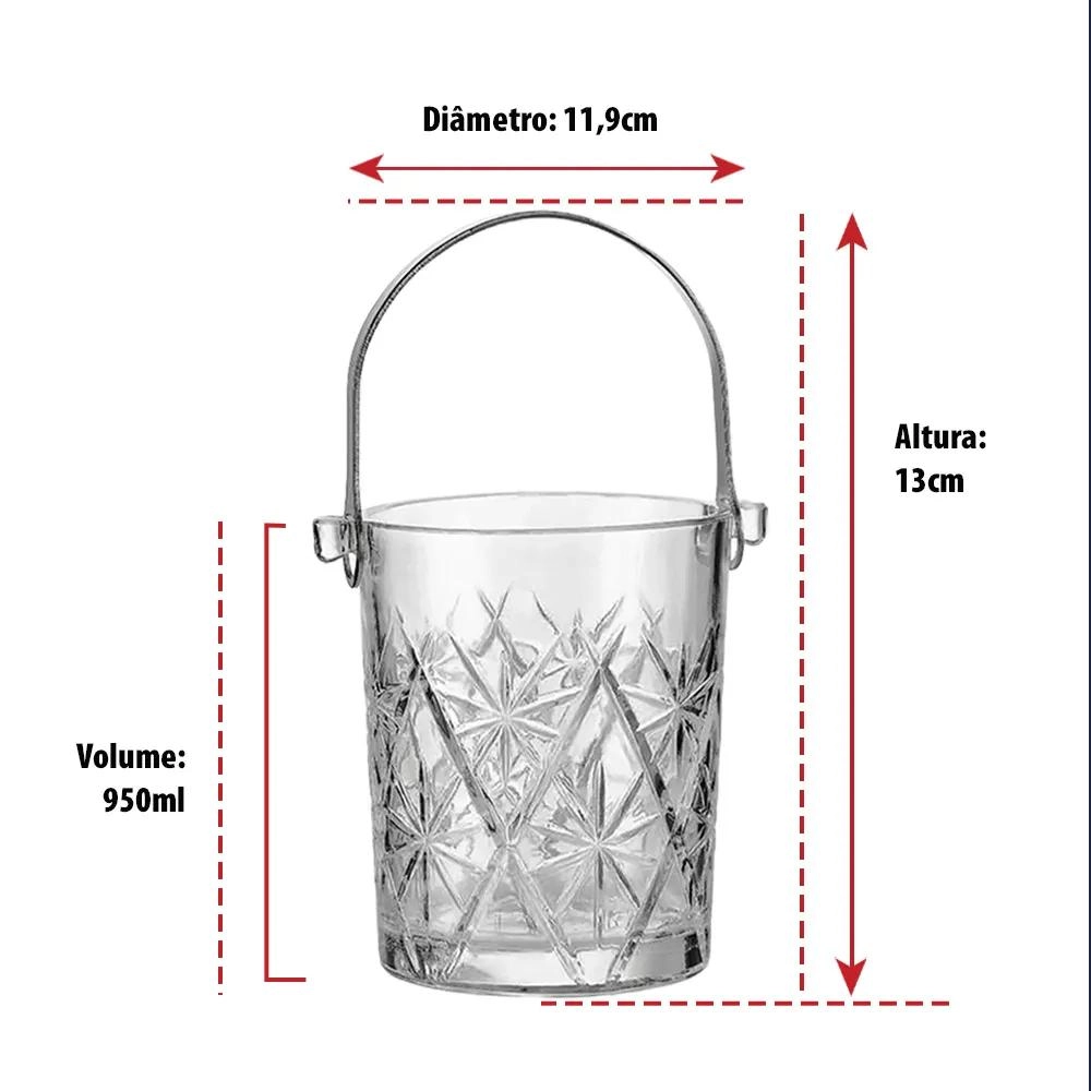 Balde para gelo em vidro com pegador 950 ml - Ruvolo
