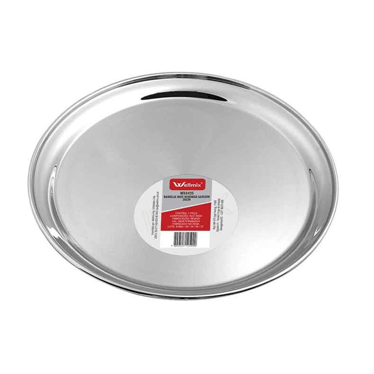Bandeja redonda Garçon em inox 36 cm - Wellmix