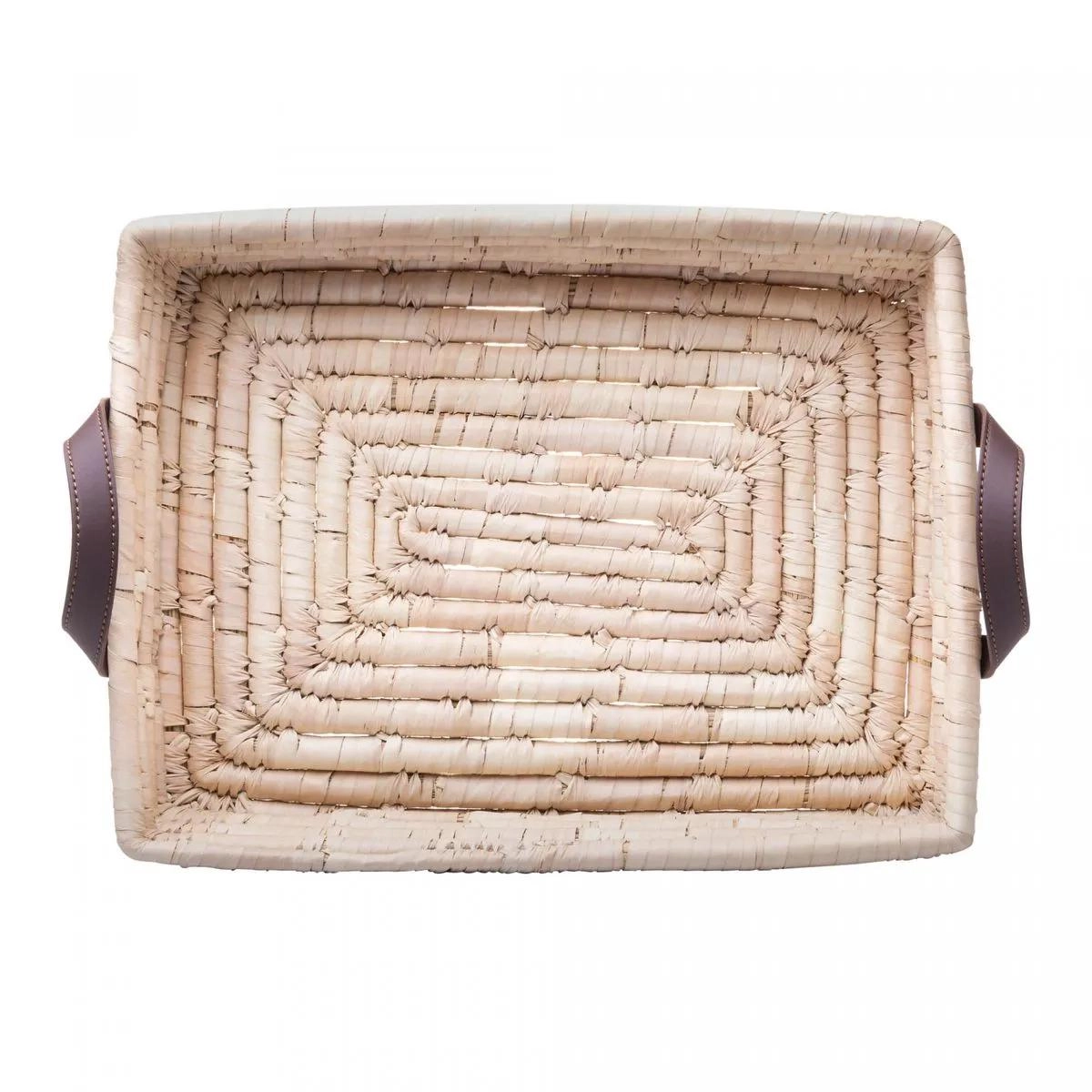 Bandeja Retangular Braid Decorativa Fibra Nat/Couro Lyor Design
