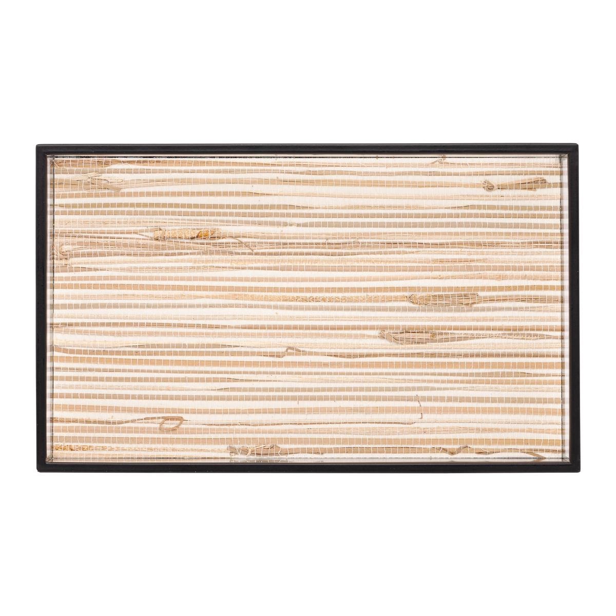 Bandeja Retangular Metal C/ Palha 15x25cm Lyor Design - Preta 