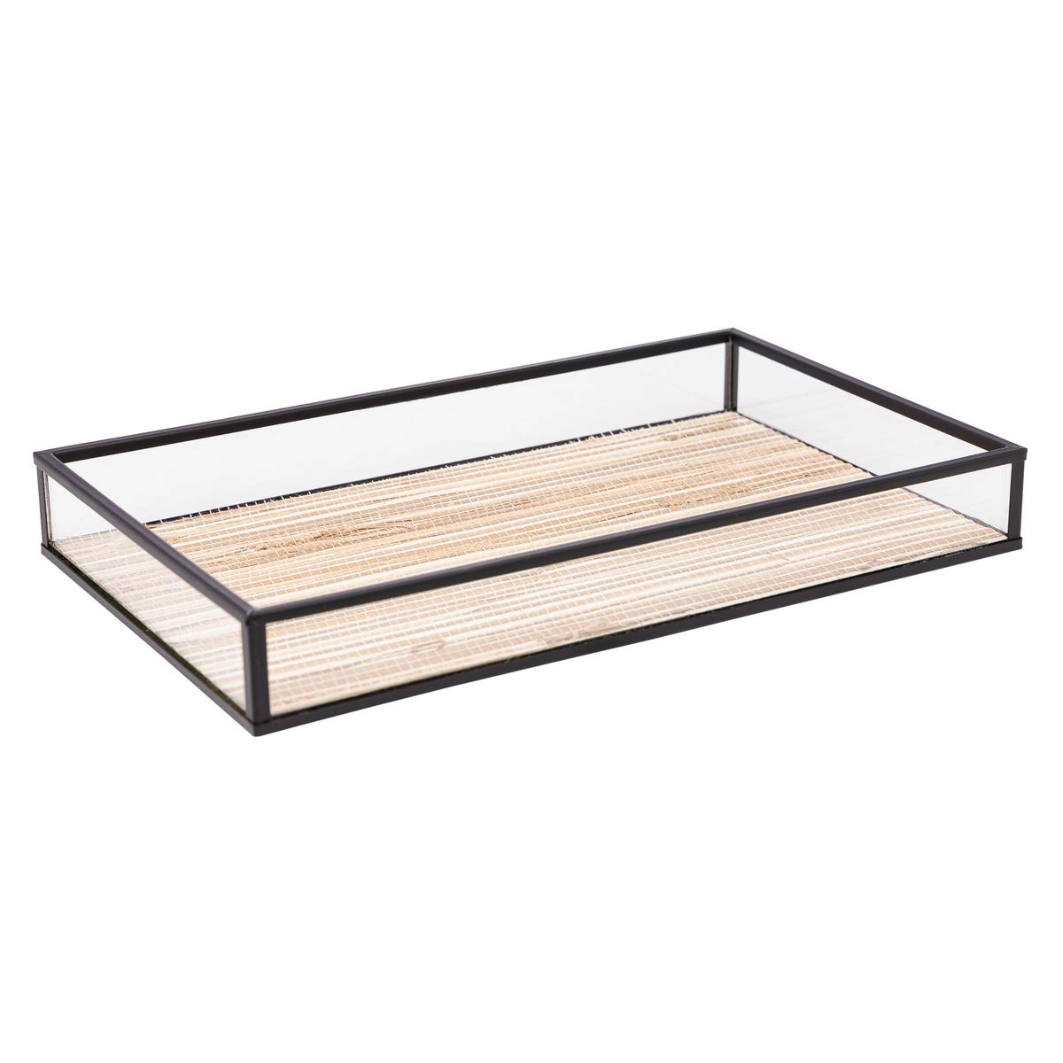 Bandeja Retangular Metal C/ Palha 20x30cm Lyor Design - Preta 