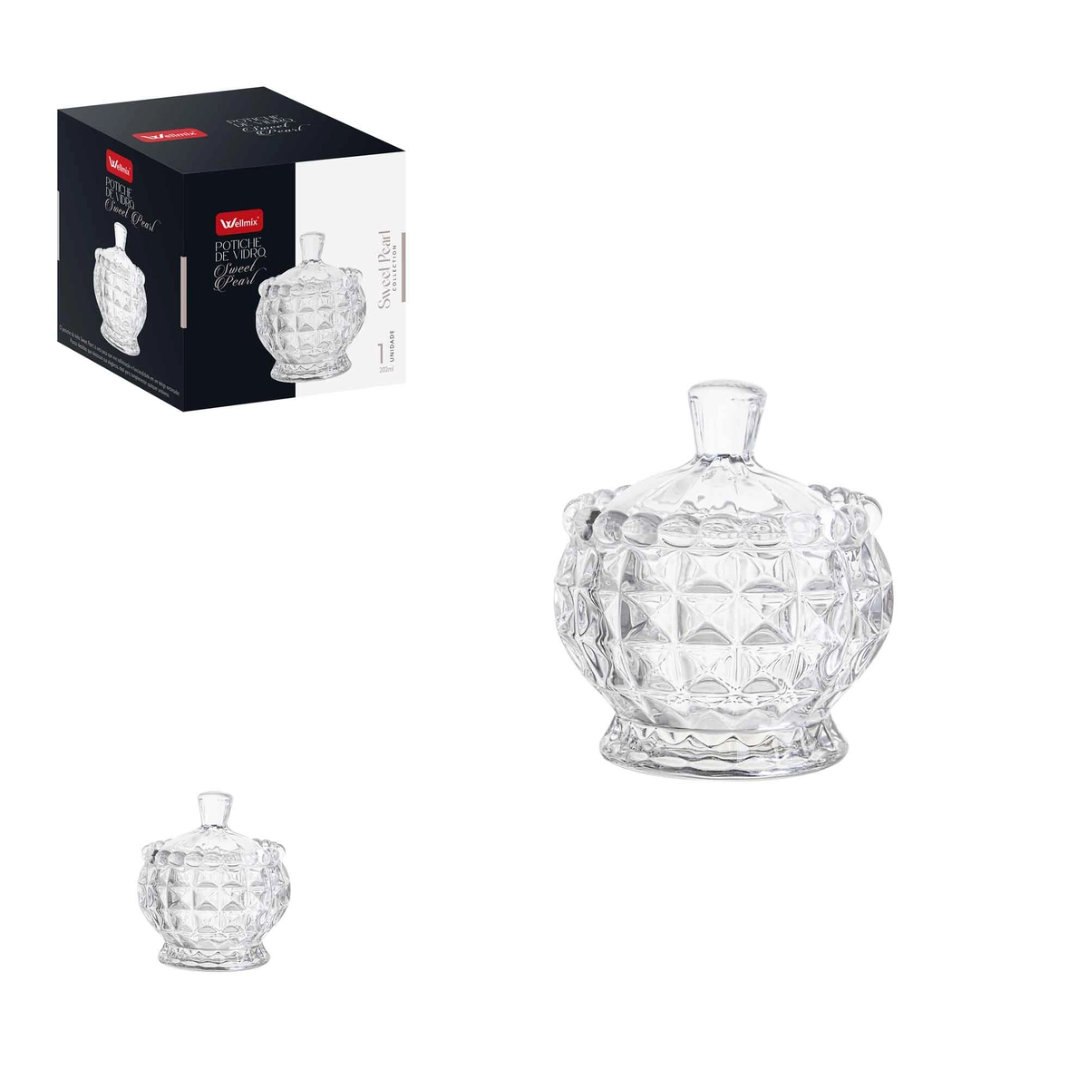 Bomboniere Sweet Pearl em vidro transparente - Wellmix