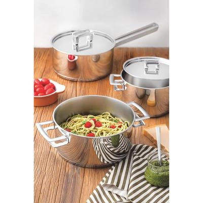 Caçarola brava com tampa em aço inox fundo triplo 20cm 2,9L - Tramontina