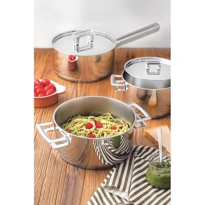 Caçarola funda brava com tampa em aço inox fundo triplo 20cm 3,6L - Tramontina
