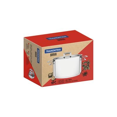 Caçarola funda brava com tampa em aço inox fundo triplo 20cm 3,6L - Tramontina