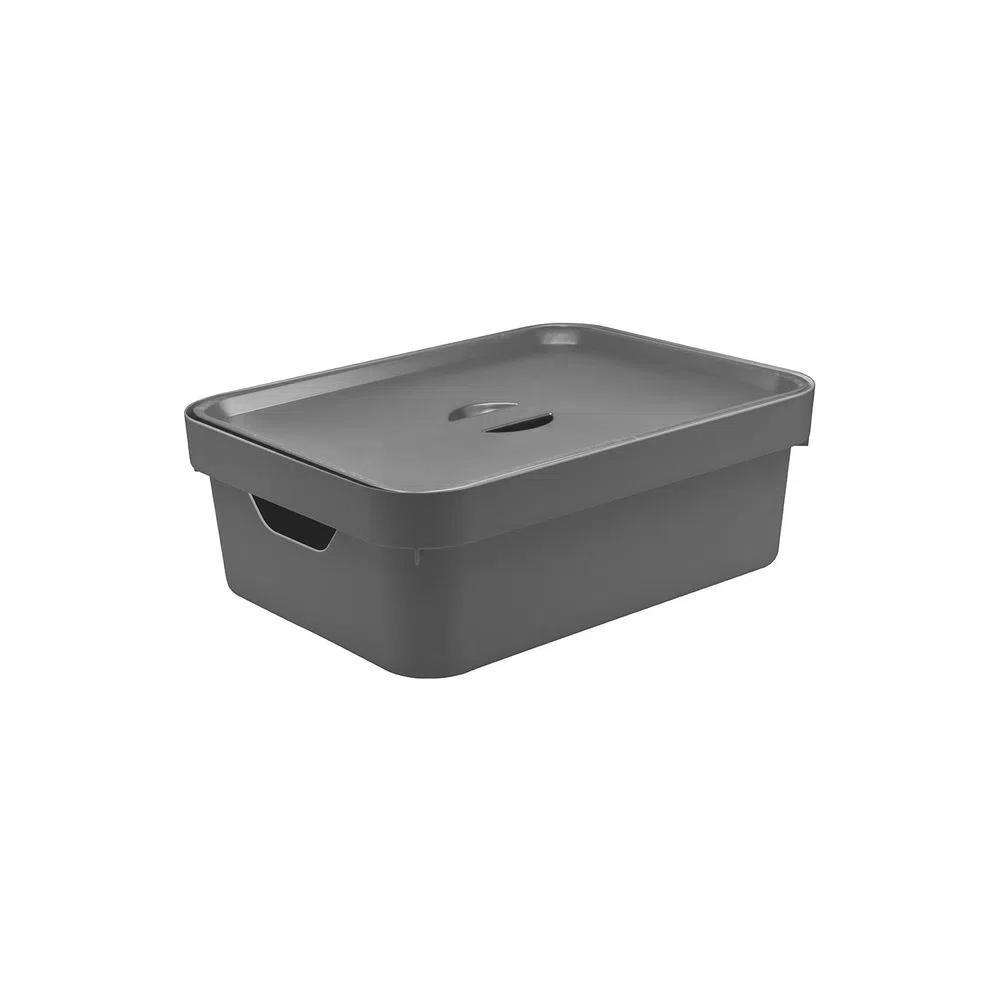 Caixa Organizadora Cube Fechado Médio com Tampa Martiplast Ou - Chumbo 