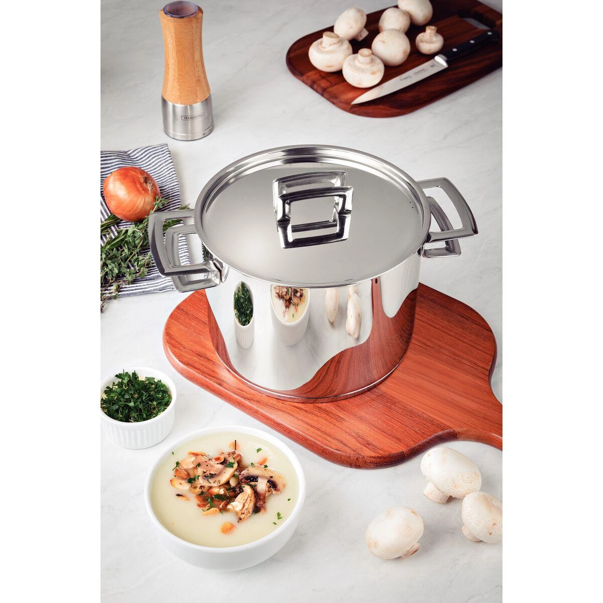 Caldeirão brava 20cm 4,6L com tampa e fundo triplo inox - Tramontina