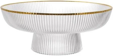 CENTRO MESA PRATP080GD GRAFFIATO BORDA DOURADA VIDRO 26CM C/PE ETILUX