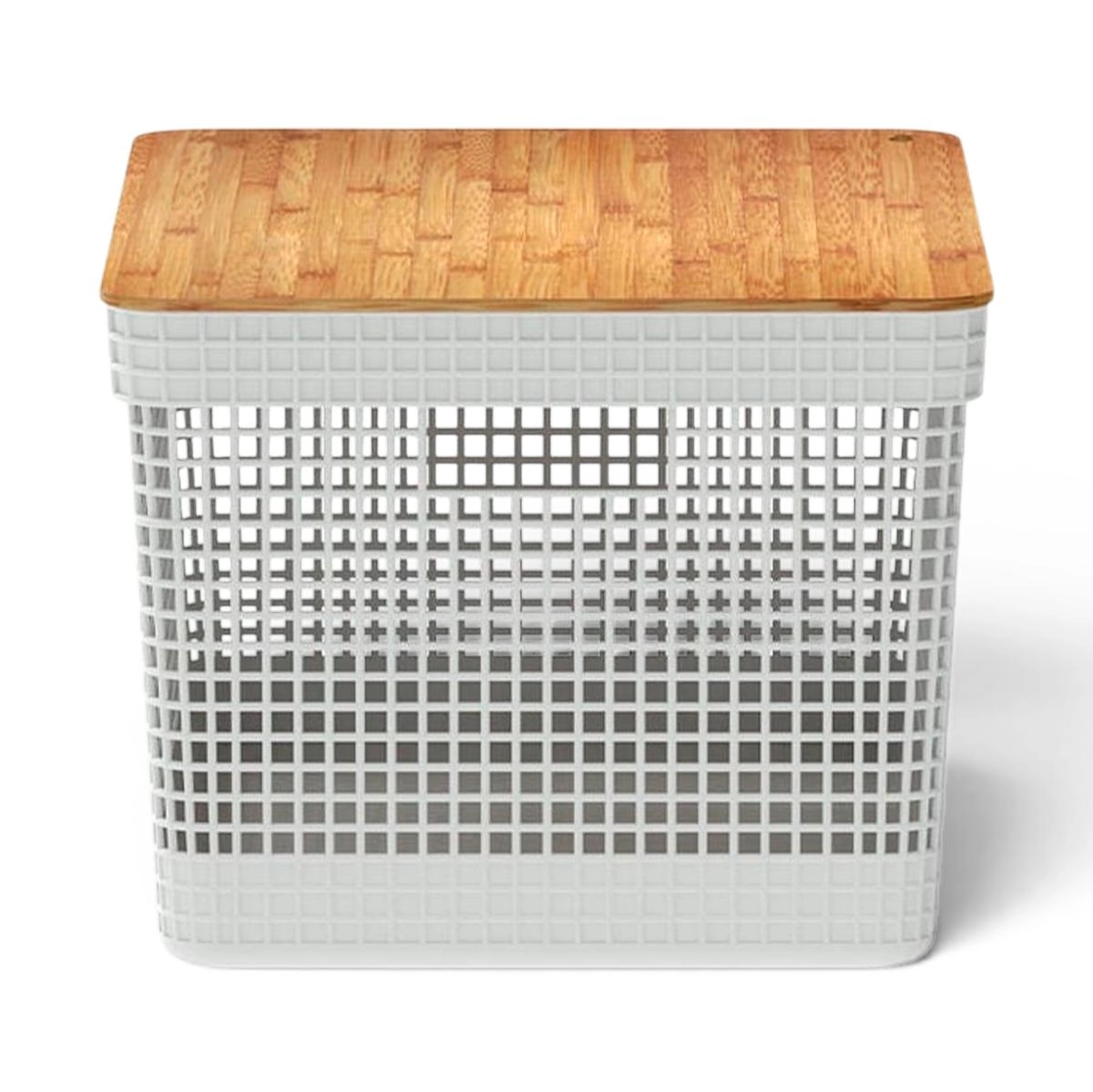 CESTO ORGANIZADOR CG355 GRID C/ TP BAMBU BEGE FECHADO 20LTS MARTIPLAST OU