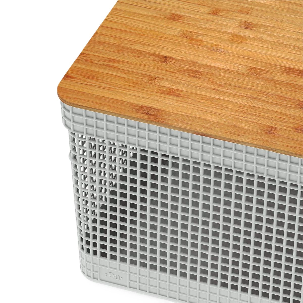CESTO ORGANIZADOR CG355 GRID C/ TP BAMBU BEGE FECHADO 20LTS MARTIPLAST OU