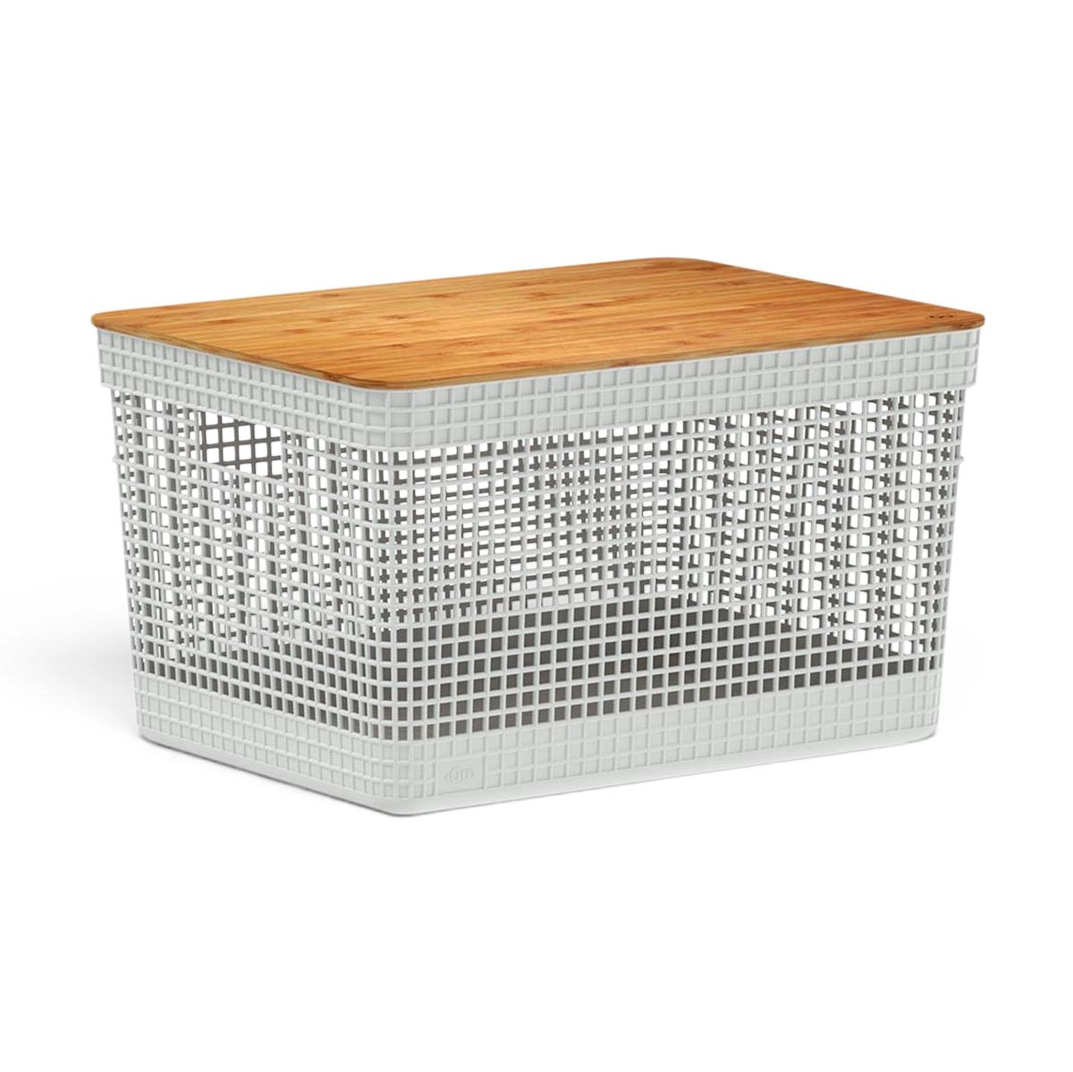 CESTO ORGANIZADOR CG355 GRID C/ TP BAMBU BEGE FECHADO 20LTS MARTIPLAST OU