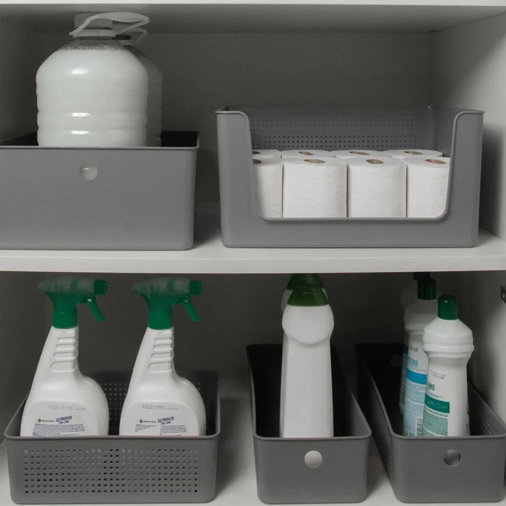 Cesto Organizador Flow 27x22x9cm Martiplast Ou- Chumbo