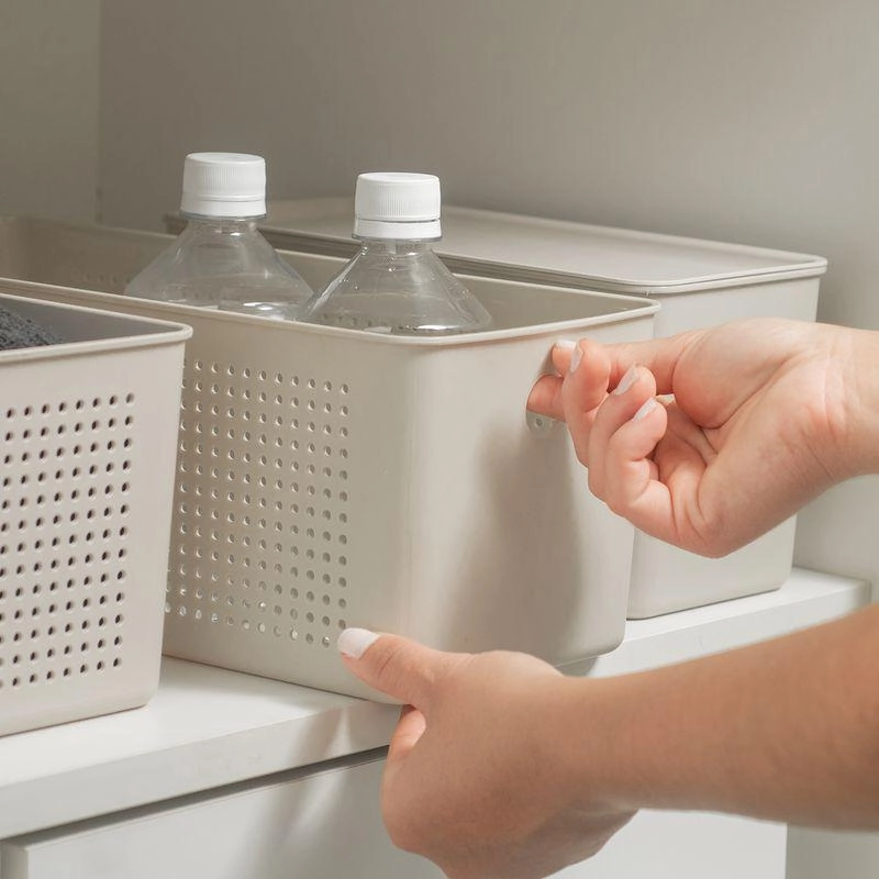 Cesto Organizador Flow 34x15x13cm Fechado Martiplast Ou - Bege