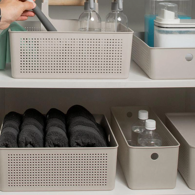 Cesto Organizador Flow 34x15x13cm Fechado Martiplast Ou - Bege