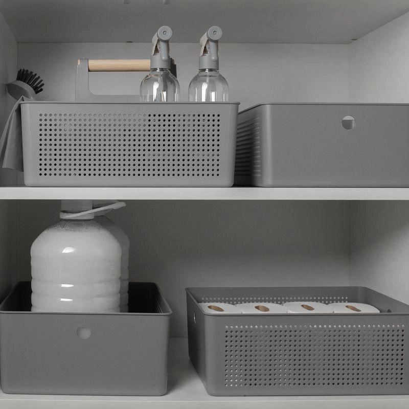 Cesto Organizador Flow 34x27cm Fechado Martiplast Ou - Chumbo