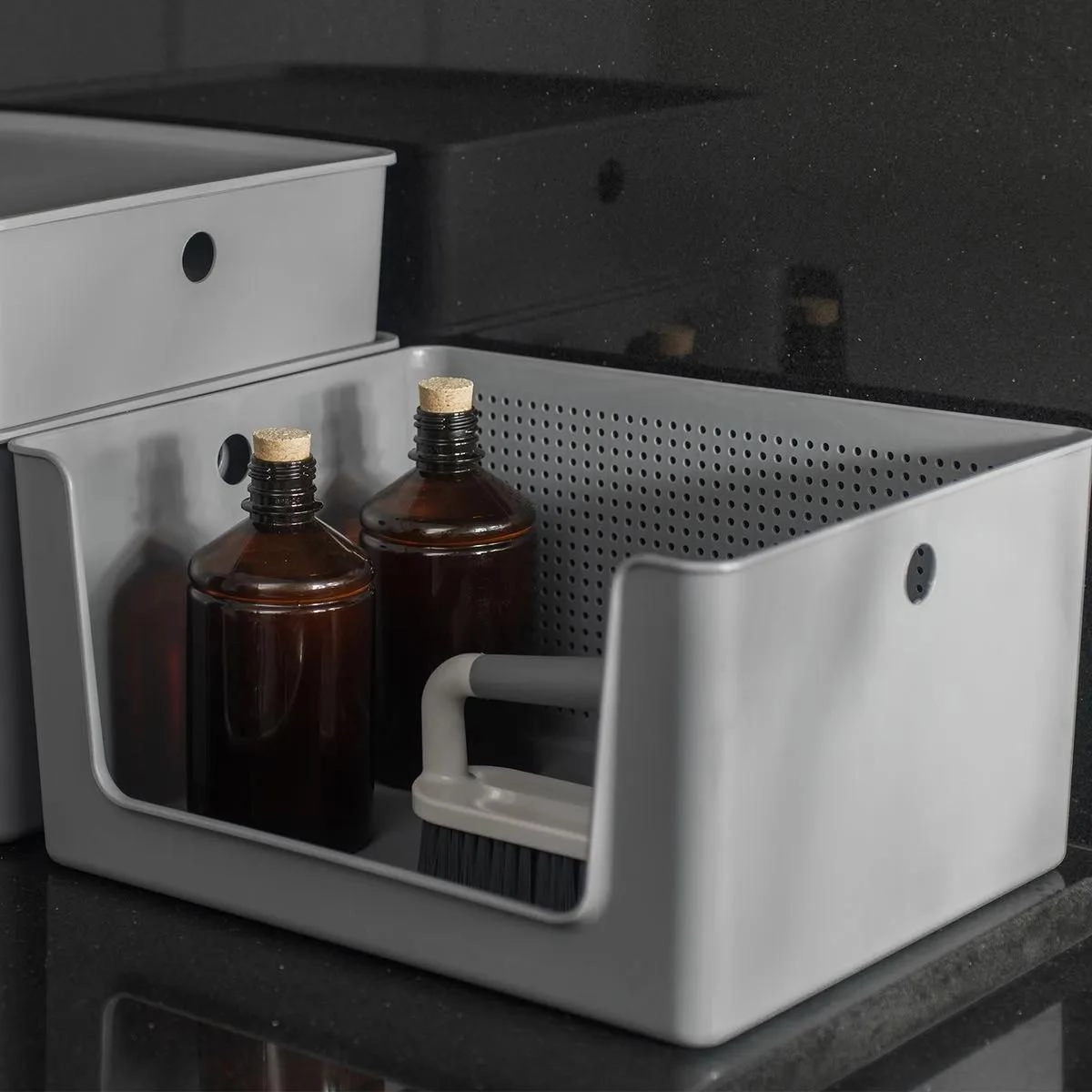 Cesto Organizador Flow Com Abertura Frontal Martiplast Ou- Chumbo 