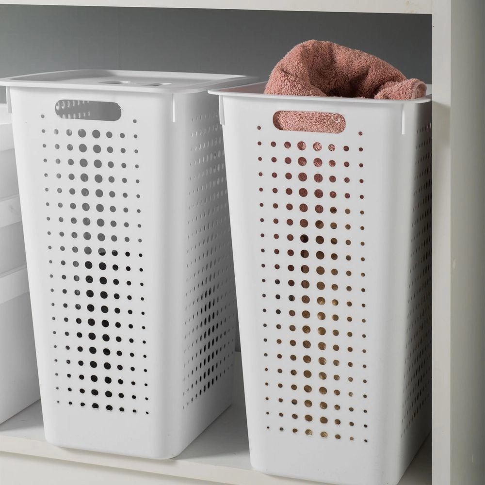 Cesto Roupa Co570 C/ Tampa Branco Martiplast Ou