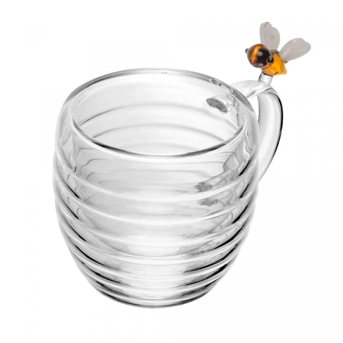 Conj 2 Xicaras Cafe Parede Dupla Lovely Bee 80ml Vidro Lyor Design