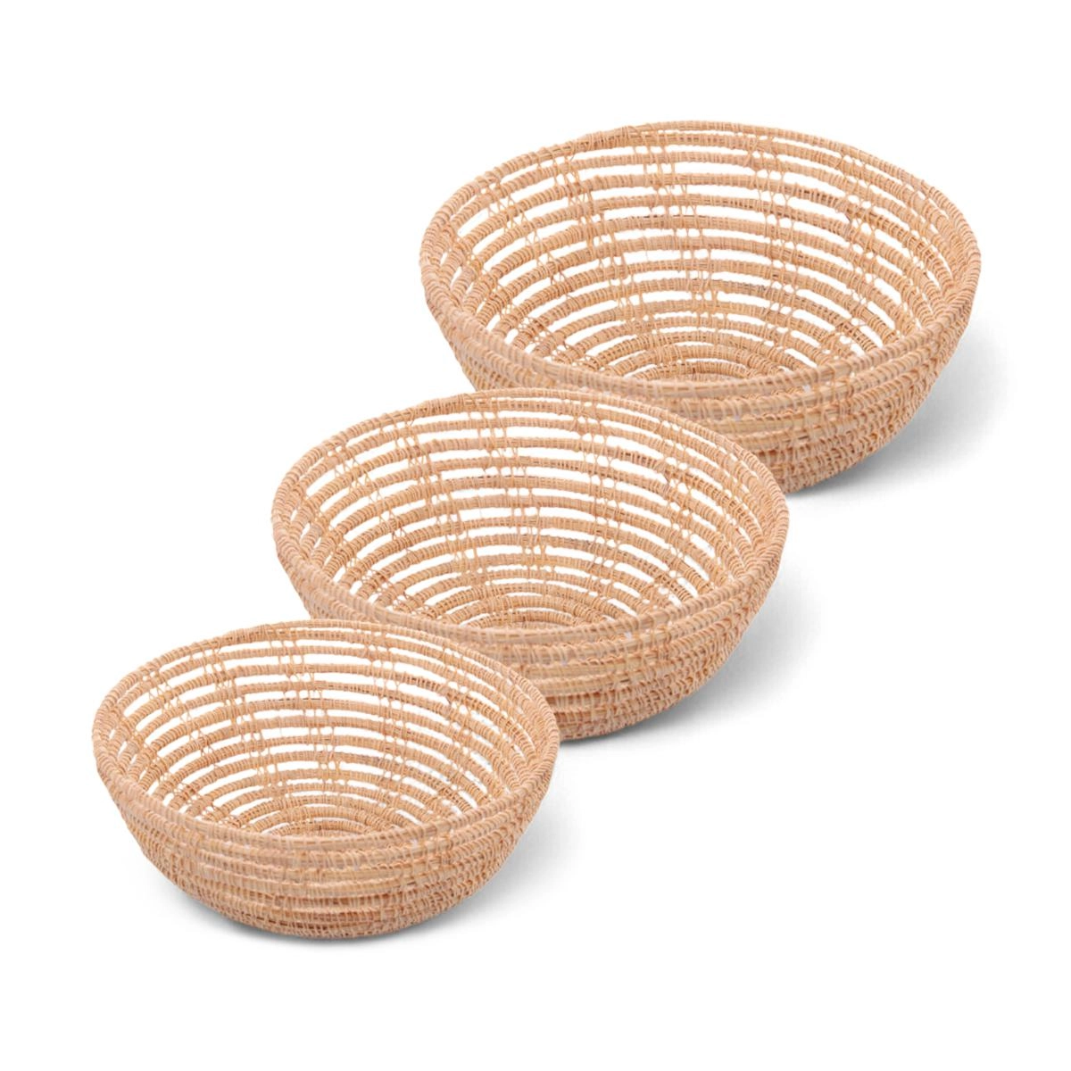 Conj 3 Cestas Redonda 5478 Palm Fibra Natural Lyor Design