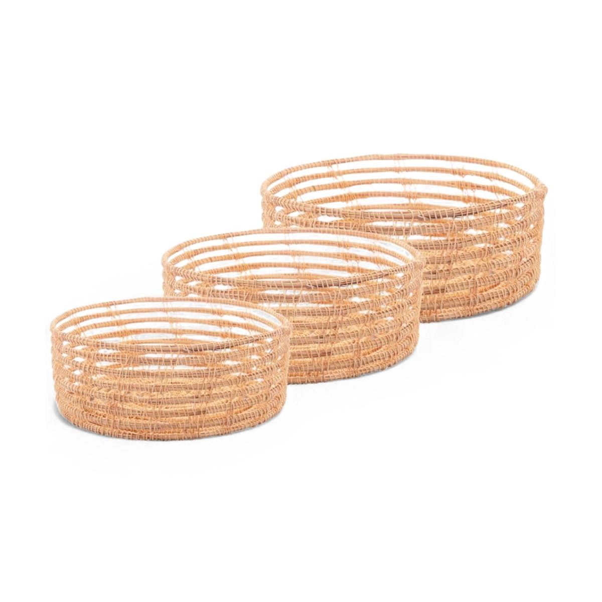 Conj 3 Cestas Redonda 5479 Palm Fibra Natural Lyor Design