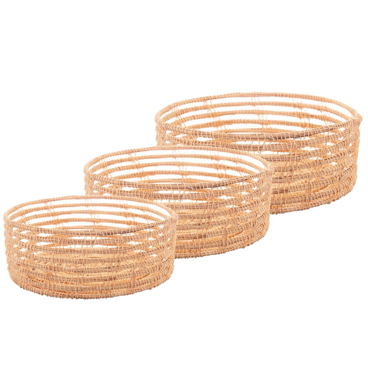 Conj 3 Cestas Redonda 5479 Palm Fibra Natural Lyor Design