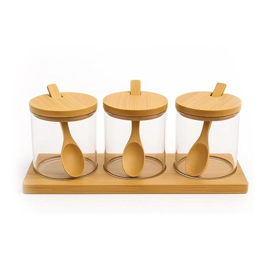 Conjunto de porta temperos 3 peças com colher e bandeja 400ml - Vista Home