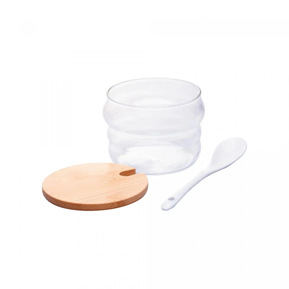 Conj 3 Porta Temperos Vidro 230ml C/ Tampa E Suporte Bambu Rojemac