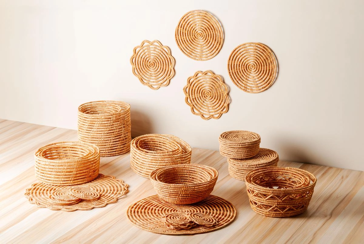 Conj 4 Porta Copos Fibra Natural 10cm Lyor Design