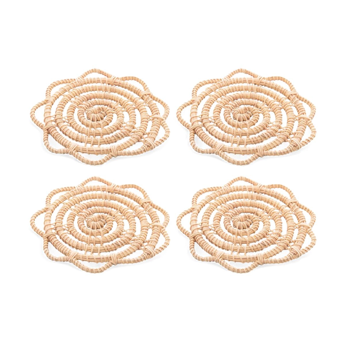 Conj 4 Porta Copos Fibra Natural 10cm Lyor Design